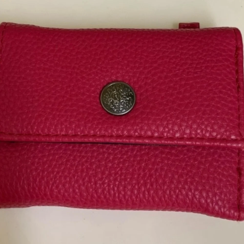 Mundi Pink Pebbled Leather Tri-Fold Wallet